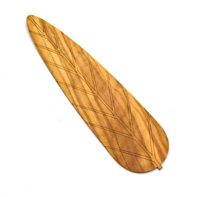 China Antique Imitation Special Design Custom Laser Leaf Wood Bookmark for sale