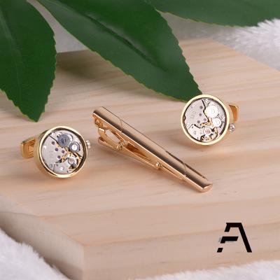 China Casual Wear Novelty Mechanism Movement Steampunk Mens Cufflinks Link Clips Set for sale