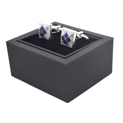 China Cufflinks Packaging Stock Box Wholesale Bulk Black Cufflink Gift Packing Box With Custom Logo for sale