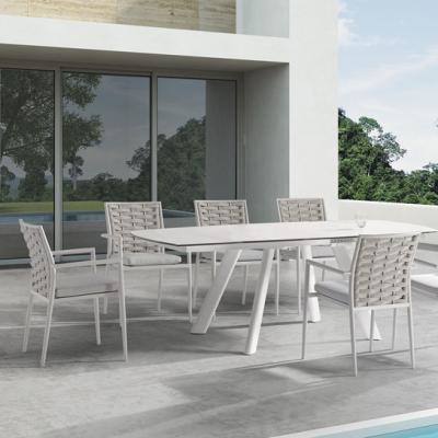 China Garden Adjustable Buckle Seam Furniture Stainless Steel Outdoor Extension Table (Other) With Metal Table Legs for sale