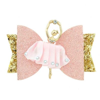 China European and American Style 3.54 Inch Double Layer Shing Glitter Hair Clips Kids Hair Hangers Ballet Girls Hairpins Barrettes Kids Hair Accessories for sale