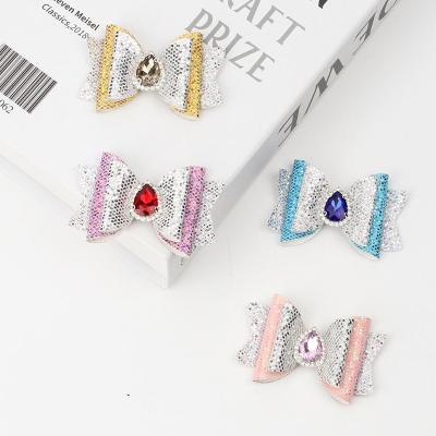 China European and American onion hairpin ice princess cartoon style gemstone hair bow sequined children sparkle headdress for sale