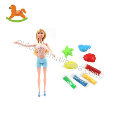 China Cartoon Toy Customizable DIY Fashion 11.5inches PVC Doll Sets With Mud Toys Sets In Window Box for sale