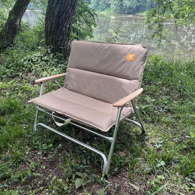 China Party portable foldable camping chair Alu. Folding Sponge Mat Chair Double Sofa Picnic Party Railing Armrest Outdoor Indoor Winter And Holiday Wooden Colony Home for sale