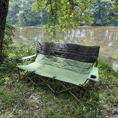 China Modern Three person Steel Compact Folding Sponge Quilting Chair Indoor Outdoor Picnic Party Adujst Armrest Winter and Summer camping for sale