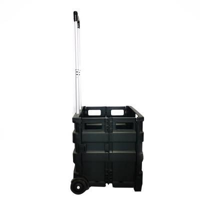 China Other Large Capacity Collapsible cart Two-Wheel Rolling Folding Plastic Universal Utility Hand Cart with Telescoping Aluminum Handle for sale