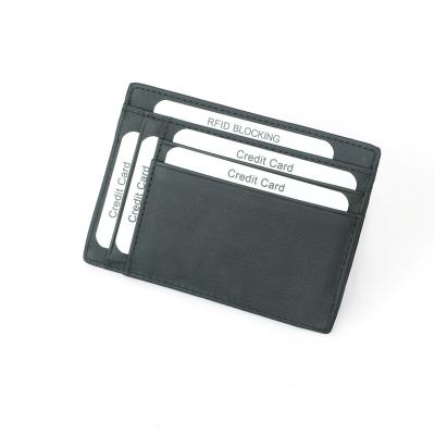 China Minimalist RFID Blocking Credit Card Holder Men Design Minimalist Genuine Leather Slim Card Holders for sale