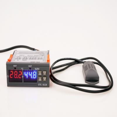 China Plastic+Electronic Components Digital Thermostat Hygrostat Temperature Humidity Controller AC 110V-220V DC12V Heating Cooling Control STC-3028 for sale