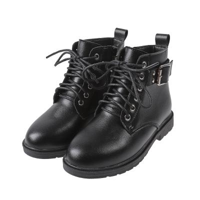 China New South Korea fashion All-match winter black thickened children's Shock-absorbing girls leather trim rejects children's boots 2021 Te koop