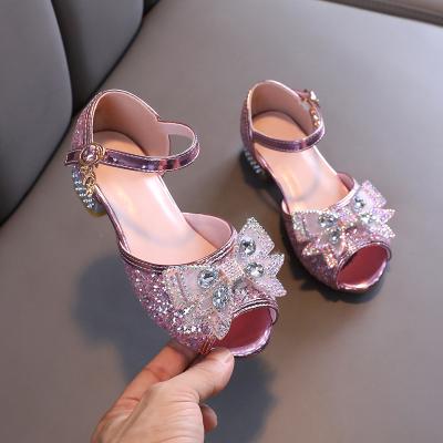 China Deodorization Vestir Zapatos Princesa Little Girl Children High Heel Shoes Princess Casual Dress Shoes Children Shiny Sequin Wedding Party for sale