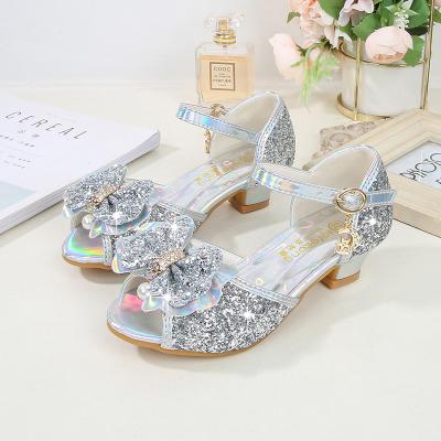 China Deodorization Children's Shoes For Girls 2021 New Girls' Fashion Single Shoes Children'S Comfortable And Soft High Heel Princess Of Sequins for sale