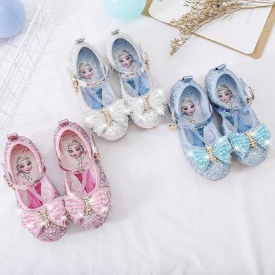 China Autumn New Style Kids Princess Drill Soft Sole Anti-slippery Sequins Spring Bowknot Dancing Shoes For Girls Flat Shoes Children for sale