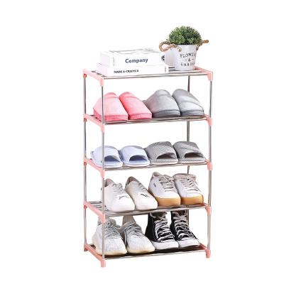 China Convertible Single Multi-Layer Household Shoe Rack Dormitory Door Storage Shoe Cabinet Economic Save Space To Assemble Shoe Rack for sale