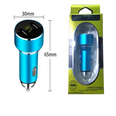 China Cars Dual USB Charger 2 LCD Display Cigarette Lighter Quick Car Charger Left Adapter for sale