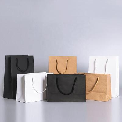 China Recyclable Custom Printed Your Own Logo Papiertute Paper Bag En Branded White Brown Kraft Gift Craft Shopping Paper Bag With Handles for sale