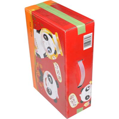 China 2021 new design red color recyclable corrugated kraft paper boxes with handle for milk display for sale