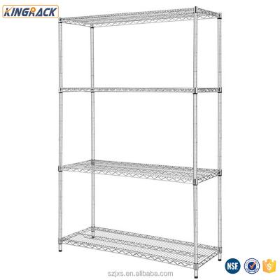 China 18" viable; x48" x 72" Adjustable 4 Tier Commercial Shelf Steel Wire Metal Shelving Rack for sale