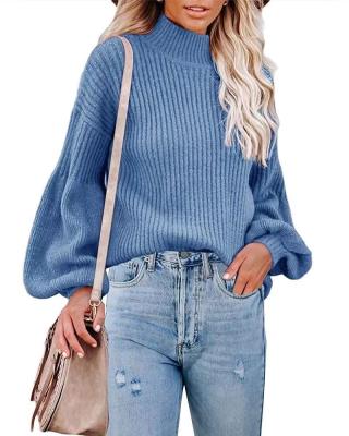 China Women's Chunky Knitted Pullover Sweater Jumper Loose Oversized Tops Turtle Neck Breathable Bat Wing Sleeve for sale