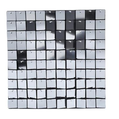 China Black Grid Back Panel Shimmer Sequin Panel Wall Birthday Wedding Decoration Sequin Wall Backdrop SY-23 for sale