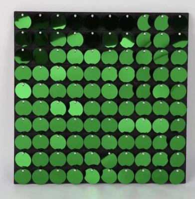 China Back Panel Black Shimmer Grid Sequin Panel Circular Wall Birthday Wedding Decoration Sequin Wall Backdrop SY-23 for sale