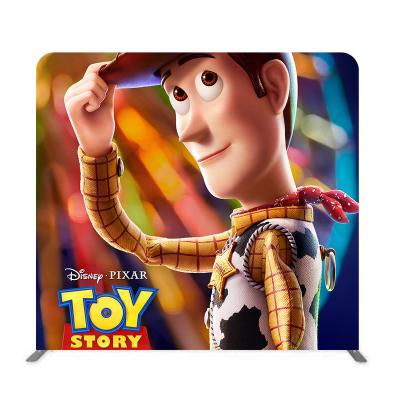 China Fabric Customized Portable Aluminum Frame Cartoon Fabric Birthday Backdrop for sale