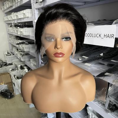 China Body Wave GLPixie Curls Wig Pre Plucked With Baby Hair, Brazilian Short Pixie Wig, Glueless Lace Frontal Pixie Cut Human Hair Wigs for sale