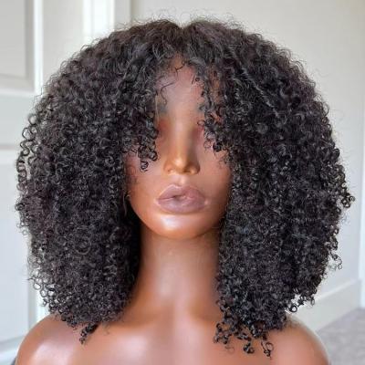 China Cheap Water Wave GL Bob Wig With Bang Non Lace Promotion Machine Made Glueless Remy Virgin Hair Unit Wigs Wholesale for sale