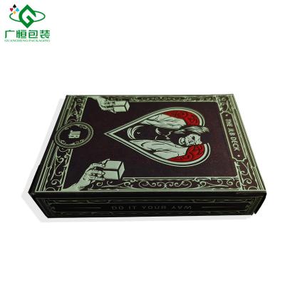 China Promotion Custom Luxury Gold Foil Logo Embossing Playing Card Sharing Boxes Packing Making for sale