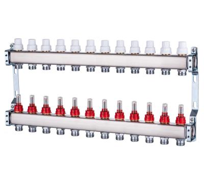 China 12 Modern Radiant Left Hand Stainless Steel Floor Heating Manifolds For Floor Heating Systems And Rooms, Pex Floor Heating Manifold for sale