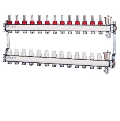 China 12 Modern Radiant Left Hand Stainless Steel Floor Heating Manifolds For Floor Heating Systems And Rooms, Pex Floor Heating Manifold for sale