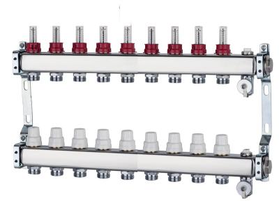 China Modern 9 Zone 304 Stainless Steel Radiant Water Heater Manifolds For Central Heating System for sale