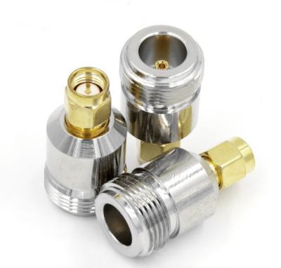 China SMA- Brass Male To N Female Connector High Frequency Adapter Gold for sale