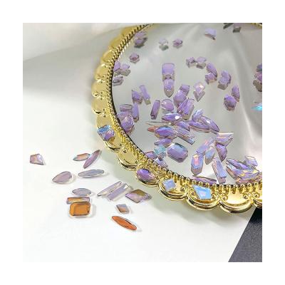 China Glass Mixed Purple Crystals Flatback Nail Glass Art Set Loose Crystal Rhinestones For Nail for sale