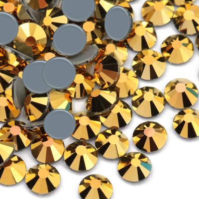 China Factory Wholesale Multi Colors Ss3-Ss20 Glass Volume Crystal Gold Hot Fix Flatback Rhinestones For Wedding for sale