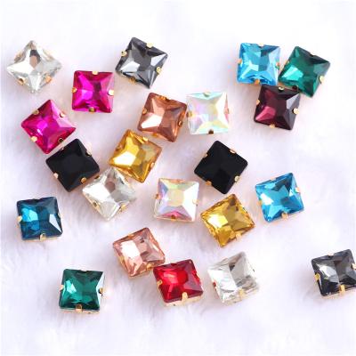 China Designer Square Logos Shiny Colors Boxes Glass Stones Crystal Size Nail Rhinestones for sale