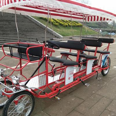 China 6PERSONS SURREY PARK ELECTRIC ASSISTED BIKE WITH LED LIGHTS FAMILY FUN QUADRICYCLE for sale