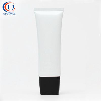 China Good quality bb hand coating white plastic oval PE tube sunscreen flat tube glossy clear cream coating eco-friendly flat flexible and soft for sale