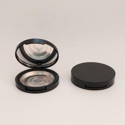 China Face 59mm Custom Empty Black Private Label Blush Powder Compact Case / Empty Powder Compact Case With Mirror for sale