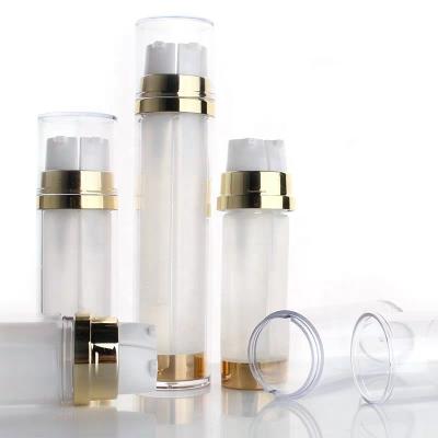 China Double Wall 20ml*2 Double Wall Dual Chamber Two 2 Nozzle Plastic Material Cosmetic Pump Bottle For Day And Night Cream Serum 28ml*20 for sale