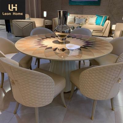 China Latest High Quality Italian Round 6 Seater Modern Table Set New Design Dining Table Set for sale