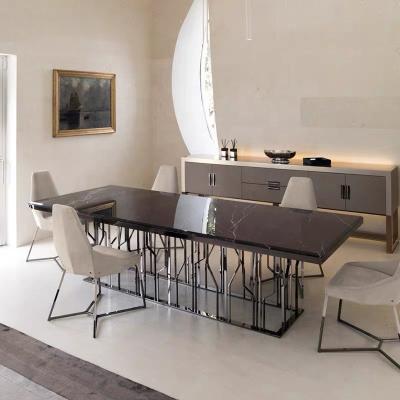 China High Quality Luxury Design Fashion Design Dining Room Furniture Modern Marble Dining Table Set And Chairs for sale