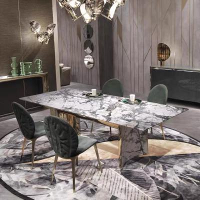 China High Quality European Design Dining Room Luxury Rectangular Marble Dining Table Set Furniture For Home for sale