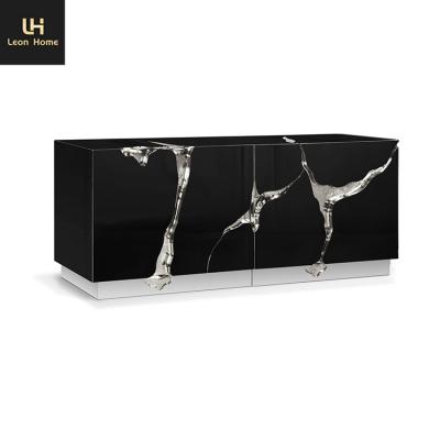 China Fine Quality Factory Grade Inside Long Antique MDF Sideboard Cabinet With Stainless Steel Base for sale