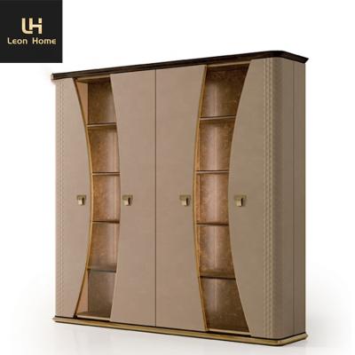 China Factory Modern Custom Wine Cabinet Furniture Stainless Leather And Microfiber Luxury Design for sale