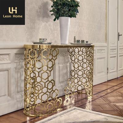 China Others Italian Natural Luxury Marble Design Console Tables Modern Home Furniture and Stainless Steel for sale