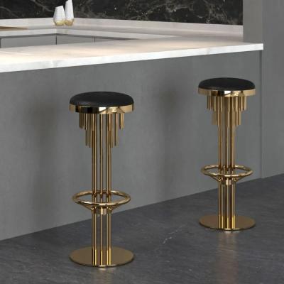 China Luxury Designs Events Furniture High Quality Hot Selling Modern High Quality Stainless Steel Gold Round Bar Chair For Bar Table for sale