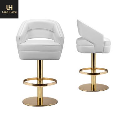 China Contemporary Factory Customized Luxury White Velvet Fabric Swivel Low Round Barstool Design for sale