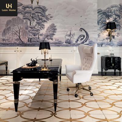 China Customization Customized Woden in Luxury and Modern Painting Stainless Steel Hardware High Quality Furniture Glossy Office Desk for sale