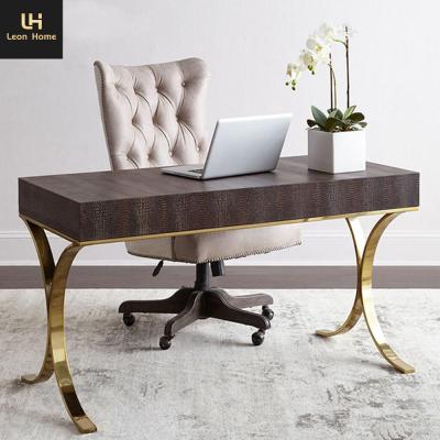 China Customization Customized Wholesale Gold Stainless Steel Home Office Equipment Furniture Wooden Desk for sale