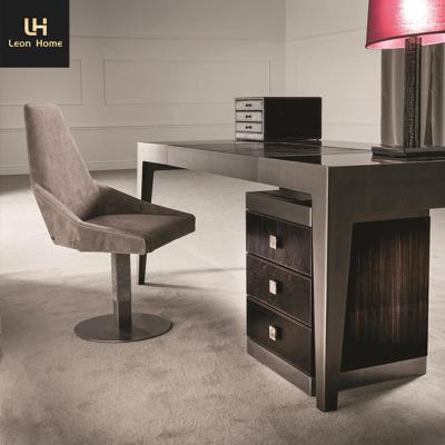 China Latest Customization Factory OEM Design Ebony Veneer Stainless Steel Luxury Office Furniture Modern Desk for sale